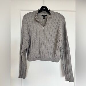Forever 21 Light Gray Ribbed Cowl Sweater